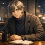 肩の力が抜けた部屋着の男性が、少し散らかった机でノートPCとノートを前に座り、スマートでいようと頑張り過ぎた自分を振り返りながら、泥臭く生きてもいいかもしれないと静かに考えている様子。 A young man in loungewear sits at a slightly messy desk with a laptop and notebook, resting in warm evening light and quietly rethinking a slower, imperfect way of living.